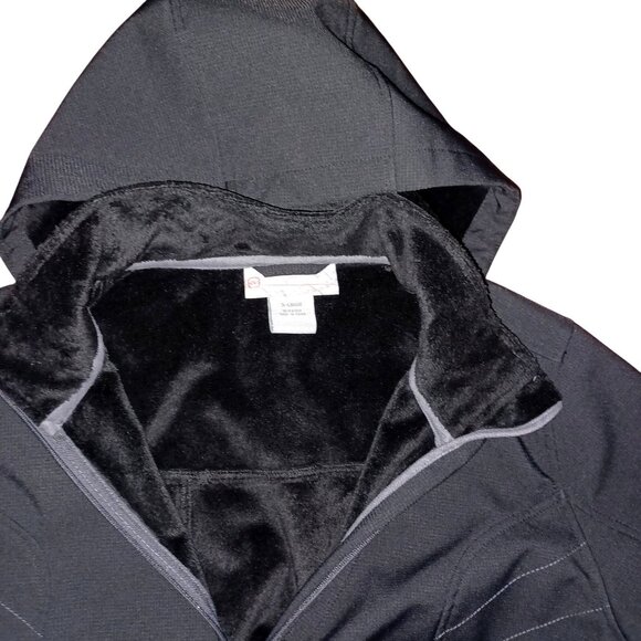 Free Country Women's Black Warm Comfy Casual Car Coat Zip Hooded Jacket Size XL - Picture 5 of 8